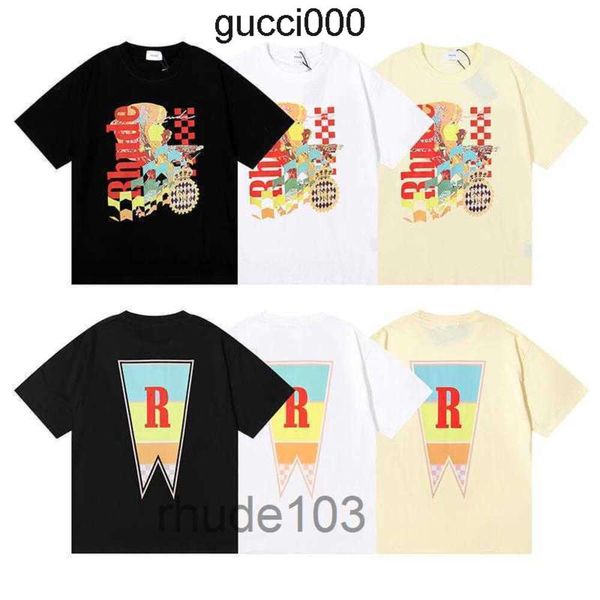 Designer Mode Kleidung T-Shirts Hip Hop T-Shirts Rhude Beauty Vision verfolgt Vergnügen Joyride Print Sommer Rundhals lose T-Shirt Männer Streetwear Tops S 0BII