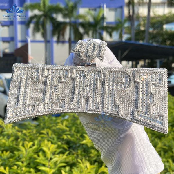 k Vergoldete Vvs-Moissanit-Diamant-Halskette mit individuellem Iced Out-Hip-Hop-Kubanischem Namensbuchstaben-Anhänger und digitaler Schnalle