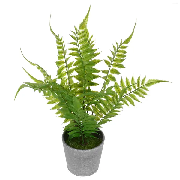 Flores decorativas simulação samambaia bonsai planta mini artificial decoração verde vasos de plástico decorações de mesa