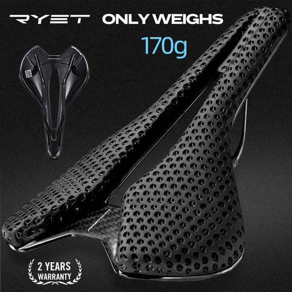 RYET Sella per bici in carbonio stampata in 3D Bicicletta ultraleggera per uomo Donna Triathlon Road MTB Mountain Gravel Cycling 240131