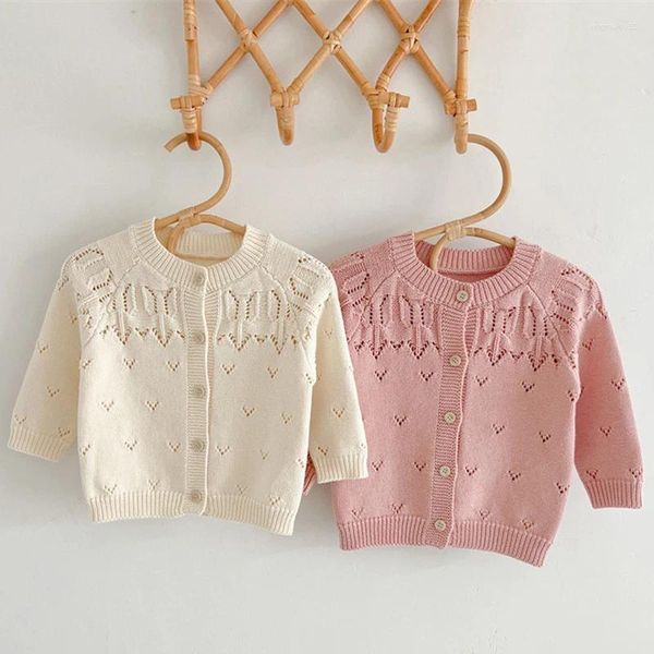 Ceketler Sonbahar Bebek Kız Örgü Sweater Çocuk Kıyafetleri Kız hırka Out Hırdi Knit Giyim
