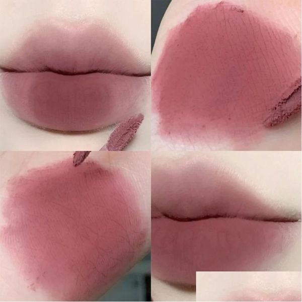 Блеск для губ Глазурь 6 цветов Коричневый Розовый Матовая жидкая помада Cute Stberry Водостойкая Veet Nude Red Mud Cheek Rouge Tint Cosmetics Drop Del Otwpk
