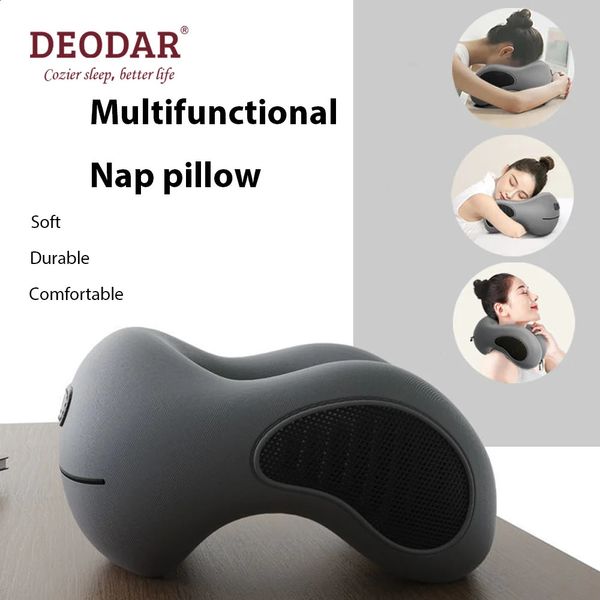 Deodar multifuncional memória espuma pescoço travesseiro lento rebote macio travesseiro de viagem para dormir cervical saúde massagem nap travesseiros 240127