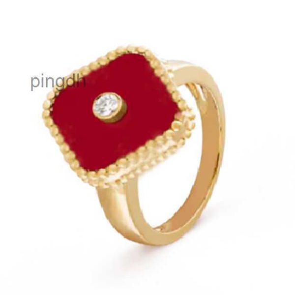 Designer-Ring Van Clover Ring Cleef Vierblättriger Kleeblatt-Ring Designer-Ring Damen Vier Kleeblatt-Ringe Ehering Paar Geschenk Frau Verlobungsfeier Liebt Mode Luxus v