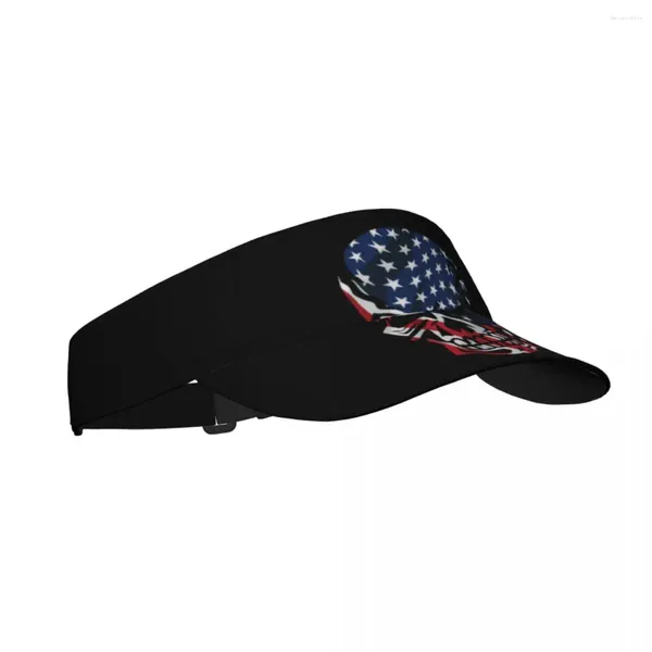 Beralar Amerikan bayrağı kafatası yaz hava güneş şapka vizörü UV koruma üst boş spor golf koşu güneş kremi kapağı