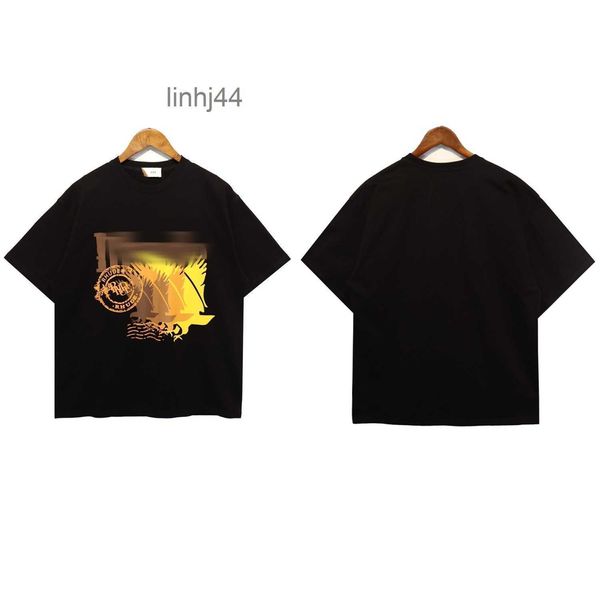 T-shirt da uomo Ins Hot Spring Summer Shirt American Luxury Rhude Skateboard Mens Designer Donna Uomo T-shirt casual Buona maglietta Us #99093xodYN6E