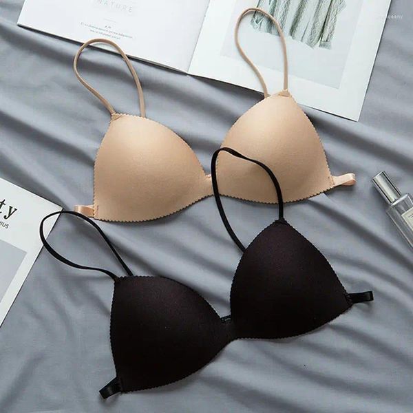 Reggiseni francesi con tracolla sottile, reggiseno posteriore senza anello in acciaio, lingerie per ragazze, raccolta sexy, senza cuciture, in un unico pezzo