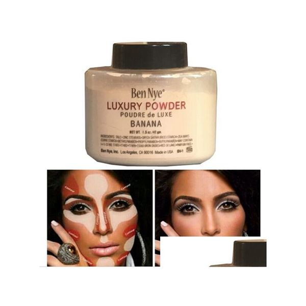 Yüz Pudra Markası Ben Nye Banana Powder 42G/85G Şişe Lüks Poudre De Luxe Foundation Güzellik Makyajı Yüksek Heste Damla Teslimat DHZX7