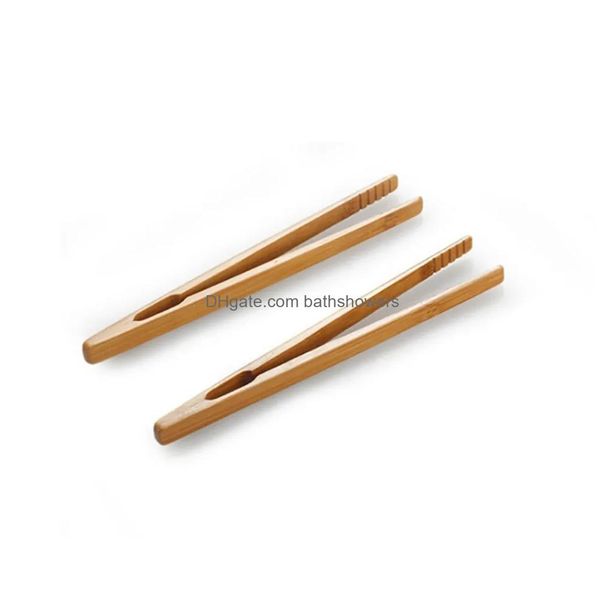 Utensili per caffè e tè 2 pezzi Clip per stoviglie in bambù Pinza per toast in legno Tostapane in legno Bagel Pancetta Spremiagrumi Pinze per zucchero e ghiaccio 18 cm Consegna a goccia Dhttb