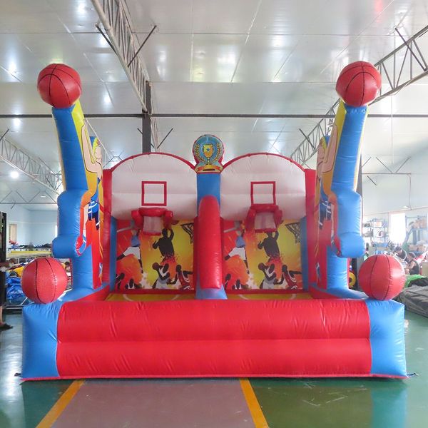 atacado 4x3x3.5mH com 6 bolas de basquete inflável jogo de carnaval/basquete inflável tiro duplo para jogo de playground com soprador navio livre