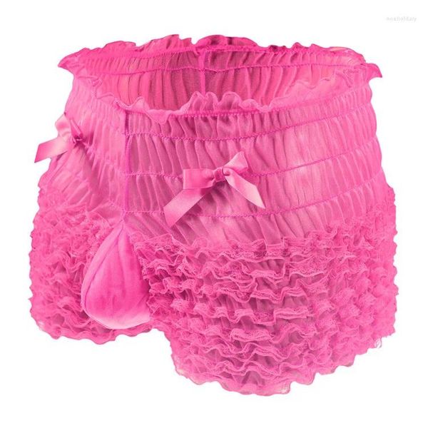 Unterhose Sissy Cake Convex Pouch Höschen Süße Schleife Hoch taillierte Sexy Unterwäsche Mesh Spitze Boxershorts Dessous Gays Fun Culotte