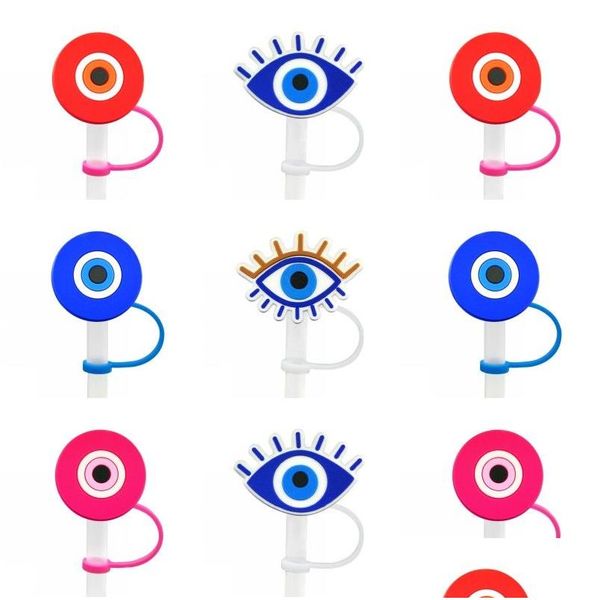 Cannucce 9 Pz/set Personalizzato Evil Eye St Toppers Er Stampi Sile Charms Per Tumbers Riutilizzabile Splash Proof Dust Plug Decorativo 8 Mm Dh8Z1