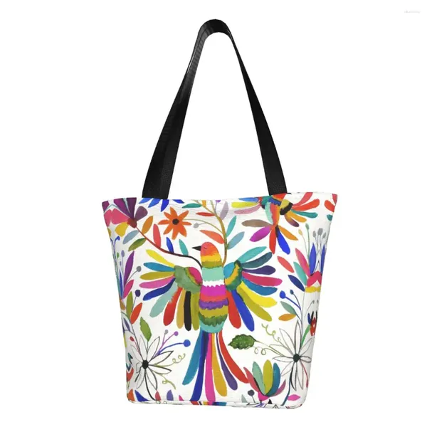 Einkaufstaschen, süße mexikanische Otomi-Vogel-Einkaufstasche, Recycling-Tier-Stickerei, Lebensmittelgeschäft, Canvas-Schulter-Shopper