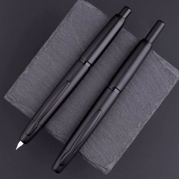 MAJOHN A1 Caneta tinteiro retrátil EF Nib 0.4mm Metal Matte Black Writing Ink Pen com conversor para estudantes presentes 240130