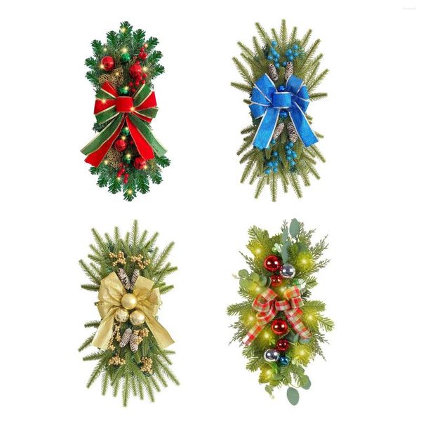 Flores decorativas pré iluminadas escada swag ornamento de suspensão de parede para corredor de férias de jardim