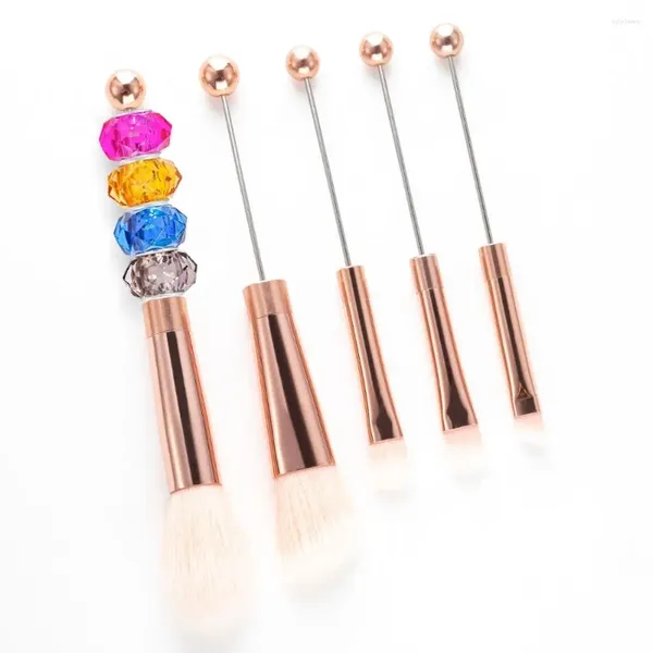 Make-up-Pinsel, 5 Stück, Perlen-Lidschattenpinsel, DIY-Kosmetik-Make-up-Werkzeug-Set, Metallgriff, langlebiges Auge