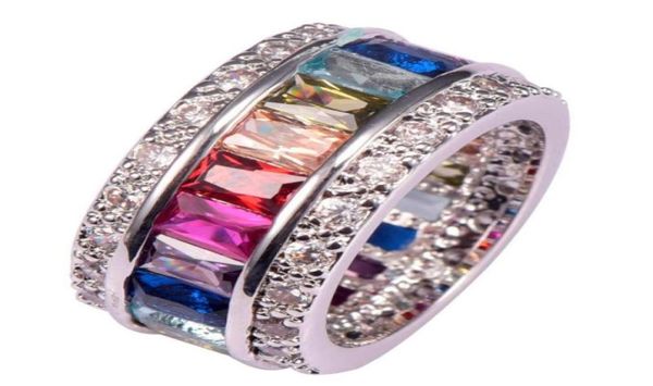 Weinuo Sterlingsilverjewelry Çok Renkli Kristal Zirkon 925 STERLING Gümüş Takı Tüm Perakende Yüzük Kadınlar için 61239970274898315