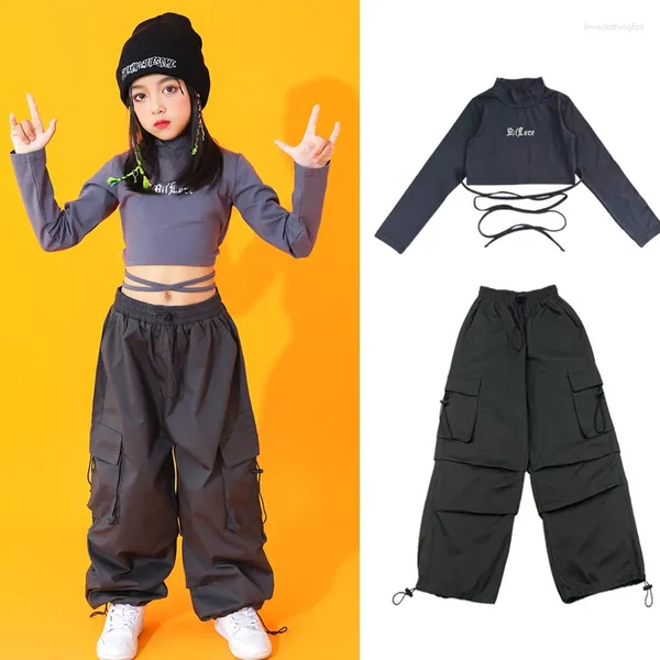 Bühne tragen Jazz Dance Kostüme Für Kinder Ballsaal Hip Hop Leistung Kinder Lange Ärmeln Lose Hosen Streetwear DN13925