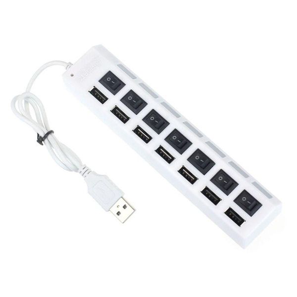 Hubs USB 7 Portas Hub LED Adaptador de alta velocidade 480 Mbps com interruptor liga / desliga para PC Laptop Computador Drop Delivery Computadores Networkin Otpev