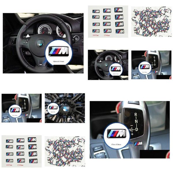 Adesivos de carro 100pcs Tec Sport Wheel Badge 3D Emblema Adesivo Decalques Logo para Série M M1 M3 M5 M6 X1 X3 X5 X6 E34 E36 E6 Estilo de carro St Dhfib