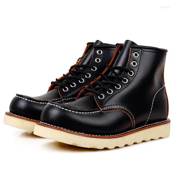 Botas masculinas super qualidade artesanal vaca italiana couro genuíno estilo americano goodyear-welted plataforma motocicleta homens