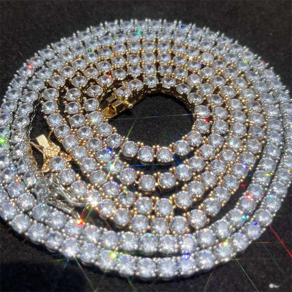 Ожерелье в стиле хип-хоп Mossan Stone Vvs3mm4mm5mm925 стерлингового серебра в стиле хип-хоп для одиночного тенниса, цепочка из камня Mossan, мужское ожерелье