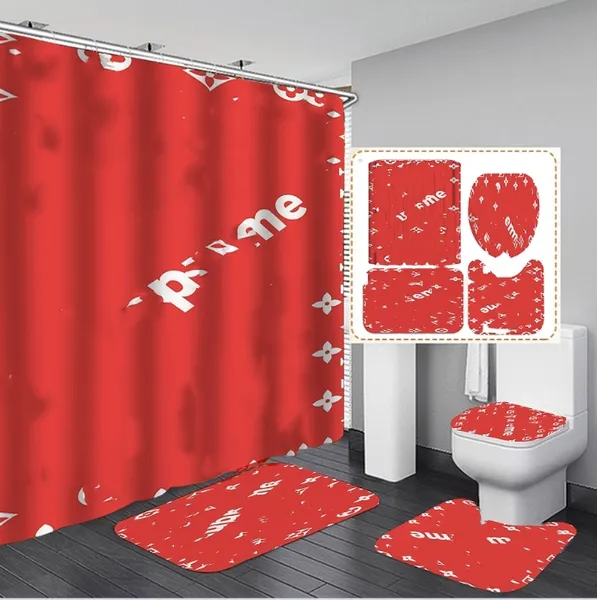 NYAA 4 pezzi decorazione a mosaico tenda da doccia piedistallo tappeto coperchio copriwater tappetino tappetino da bagno set per arredo bagno