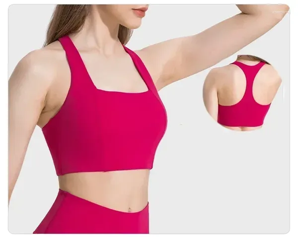 Yoga Outfit Lulogo Mulheres H-palavra Alta Elasticidade à Prova de Sutiã Esportivo Fixo Peito Pad Underwear Fitness Running Vest Top