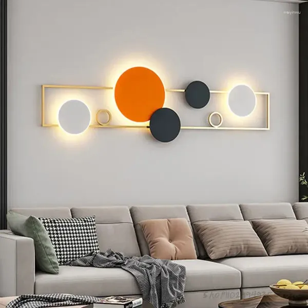 Lâmpadas de parede moderna decoração de casa led quarto luz de cabeceira simples sala de estar fundo quadrado preto ouro interior arandela