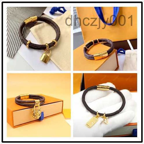 Bracciale in pelle di design per uomo Donna Marchio di gioielli di lusso Braccialetti con chiusura in oro Ciondolo uomo tigre femminile 17 cm 19 cm 21 cm B3QM 666D 666D