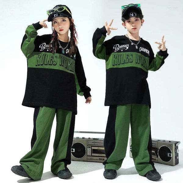 Abbigliamento da palco Moda Bambini Abiti da ballo Hip Hop Maniche lunghe Pantaloni maglione Ragazzi Costume da strada Ragazze Abbigliamento per performance jazz BL11529