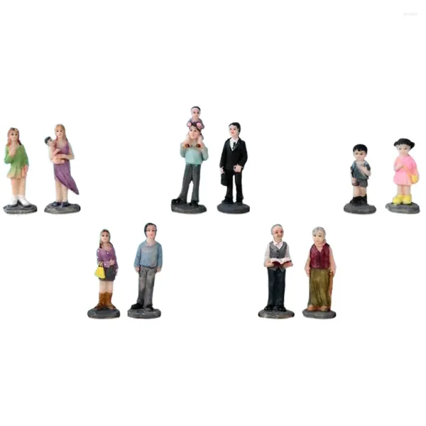 Gartendekorationen 10 Stück Dekor Mini-Menschenmodelle Menschlicher Körper Kleine Statuen Figur Harz Familienfiguren Miniaturfiguren