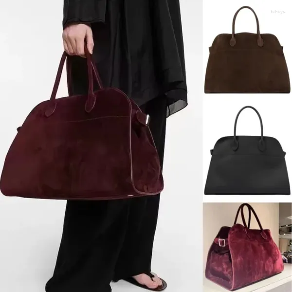 Duffel Bags Bolsa R0W Couro de Grande Capacidade Mulheres High Range Suede Tote Bag Estilo Minimalista Margaux