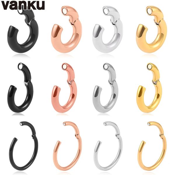 Vanku 2 peças de aço inoxidável magnético, medidores de peso da orelha, joias corporais, brinco de argola, expansores de piercing, macas para unissex 240130