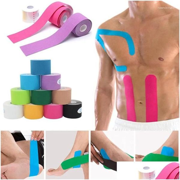 Ginocchiere per gomiti Nastro kinesiologico Sport Atletica Tutore elastico Supporto protettore Pad Pallavolo Fasciatura Fixer Braccialetti Bandag Drop D Otbbn