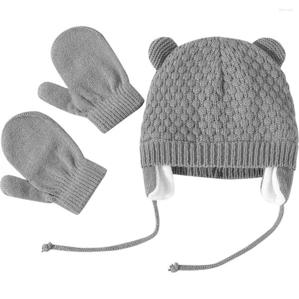 Berets Kinder Strickmütze Winterhandschuhe Wollmütze Gestrickte Baumwolle Wärme Schöne Hüte