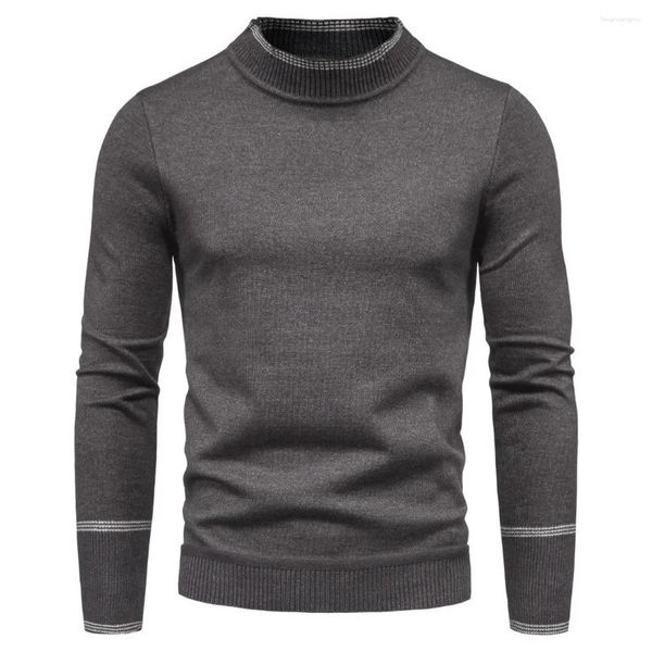 Suéteres masculinos 2024 meio alto pescoço slim sweater sweater malha