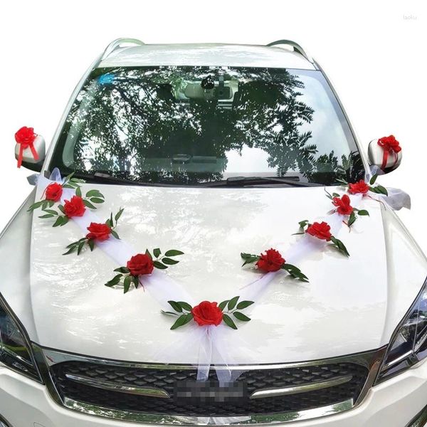 Fiori decorativi Fiore artificiale Matrimonio Fai da te Auto Decorazione nuziale Maniglia per porta Nastri Angolo di seta Galand con set regalo in tulle