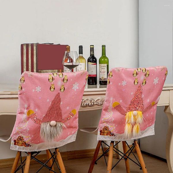 Чехлы на стулья с подсветкой, задняя крышка, безликая кепка с гномом, мягкая с красочным розовым цветом для рождественского банкета, кухни, декора для столовой