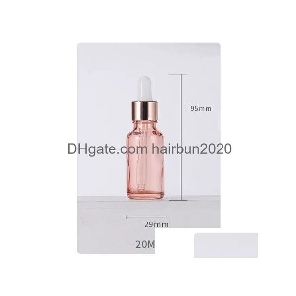 Packing Bottles Wholesale Rose Gold Glass Dropper Bottle Essential Oil Empty 5Ml 10Ml 20Ml 30Ml 50Ml 100Ml Drop Delivery Office Scho Dh0He