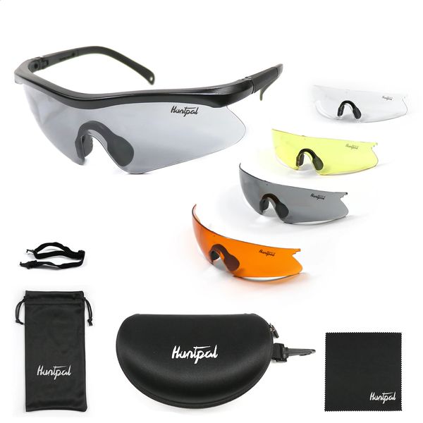 Conjunto de óculos táticos de airsoft com 4 lentes, óculos militares de tiro à prova de explosão, óculos de sol para caminhadas ao ar livre, jogo de caça 240127