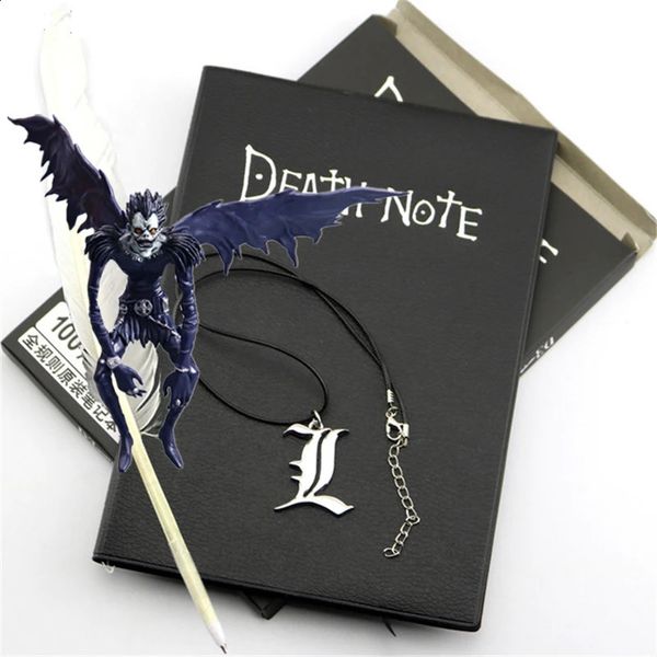 Дневник студента, набор блокнотов в стиле аниме «Тетрадь смерти», кожаный журнал и ожерелье, подушечка для ручки с перьями, полный набор 240119