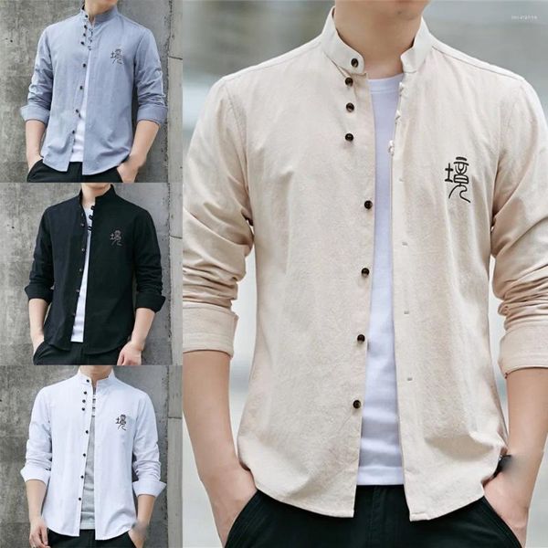 Etnik Giyim 1 PCS Erkekler Retro Çin Geleneksel Gezintisi Pamuk Stand-up Yaka