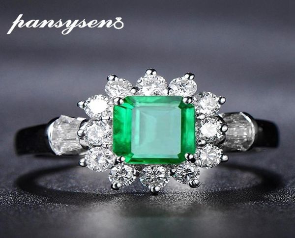 Vintage 100 925 Sterling Gümüş Takı Yüzüğü Doğal Emerald Taş Elmas Elmas Elmas Yüzükler Boyut Boyutu 5122337825