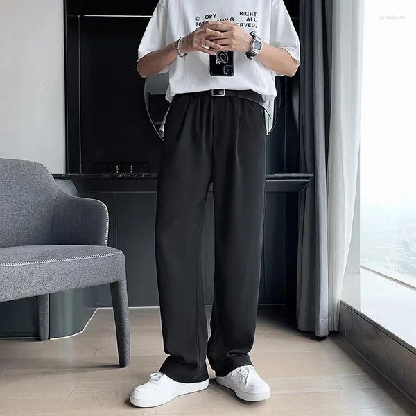 Abiti da uomo Pantaloni da completo Uomo Moda coreana Estate Tinta unita Pantaloni sottili Abito casual elegante medio dritto