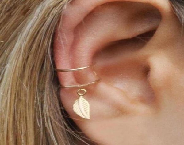 5 Pçs/set moda Ear Cuffs Folha de Ouro Ear Cuff Clip Brincos para mulheres Alpinistas Sem Piercing Falso lage Earring9328086