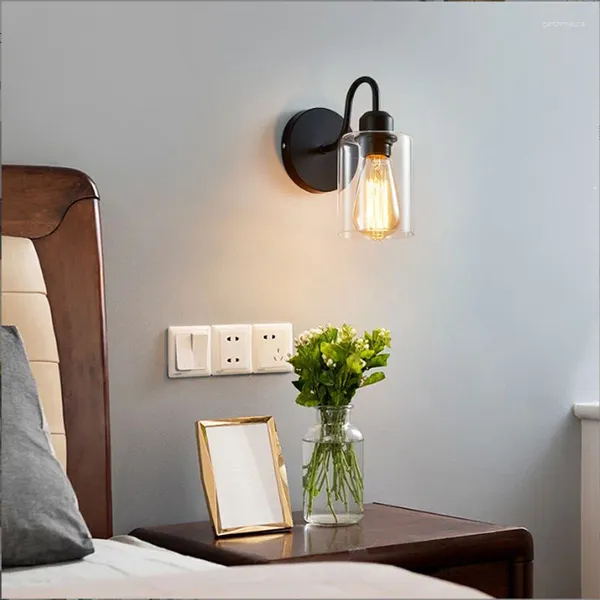 Lampade da parete Lampada in vetro stile moderno Set da soggiorno Impianto idraulico industriale Illuminazione esterna nera Luci per letto a castello Merdiven