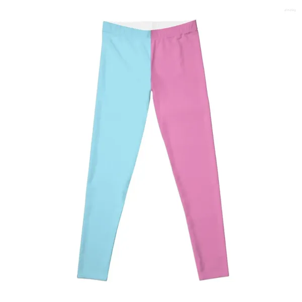 Aktive Hose, zweifarbig, Cyan-Rosa (#9ADAEC X #E487B8), Leggings mit minimalem vertikalem Design, Sportbekleidung für Fitnessstudio, Sport, Tennis, Damen