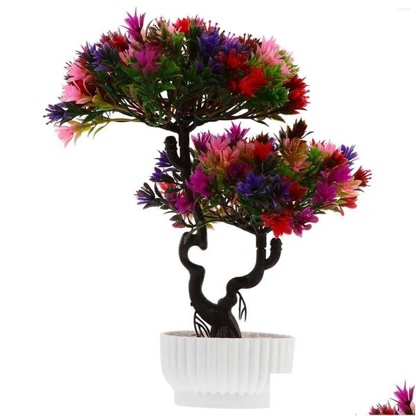 Dekorative Blumenkränze Heaian Fake Tree Künstlicher Bonsai Kunststoff Japanische Faux Topfpflanze Simulation Gastbegrüßung Pine Drop Del Otokg