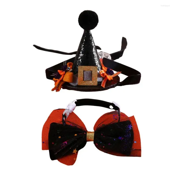 Abbigliamento per cani Divertente cappello per animali domestici Accessori per la fotografia Cappelli natalizi di Halloween regolabili per cani Gatti con collari di paillettes Papillon leggeri